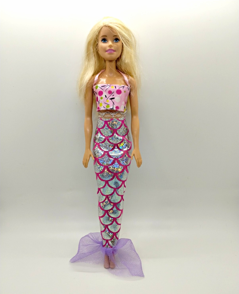 Mattel Blonde Mermaid Fashion Doll - Pink Outfit, Removable Clothes